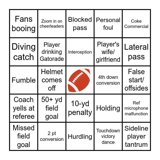 FOOTBALL BINGO Card