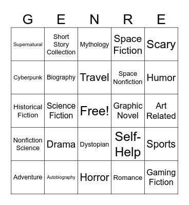 Reading Challenge Bingo Card