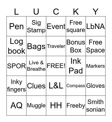 Try Your Luck! Bingo Card