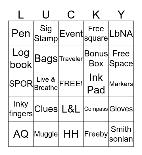 Try Your Luck! Bingo Card