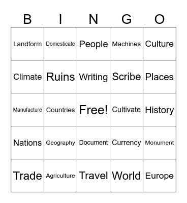 World History Ch. 7 Bingo Card