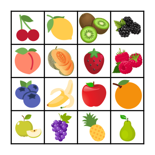 FRUITS Bingo Card