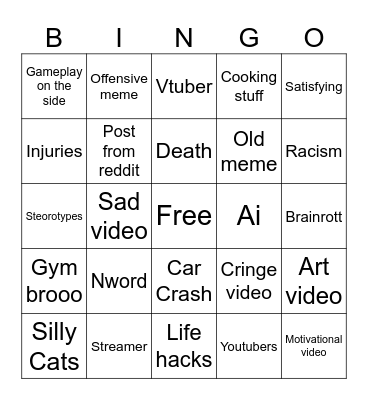 Instagram Reels bingo Card