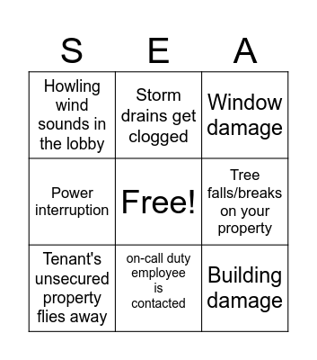 Bomb Cyclone Bingo Card