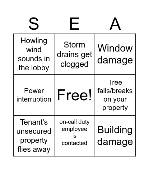 Bomb Cyclone Bingo Card