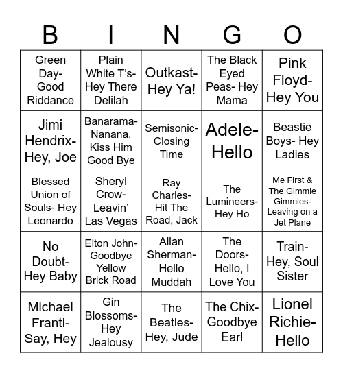 Radio Bingo Hello & Goodbye Bingo Card