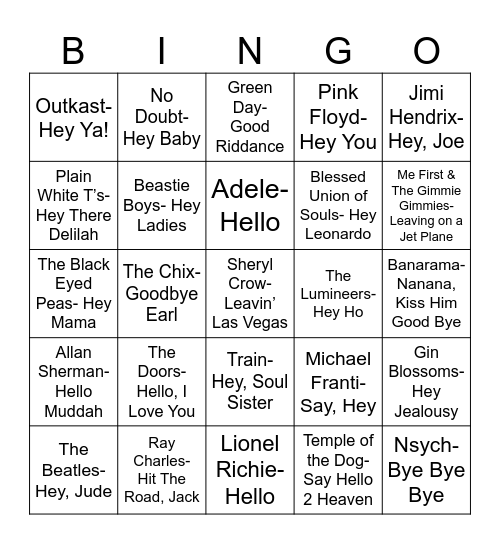 Radio Bingo Hello & Goodbye Bingo Card