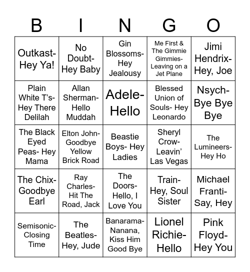 Radio Bingo Hello & Goodbye Bingo Card