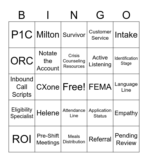 TEAM MILTON SUCCESS Bingo Card