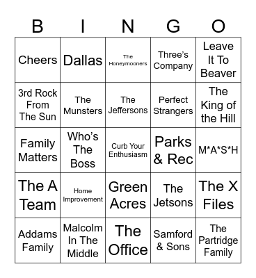 Radio Bingo TV Themes Bingo Card