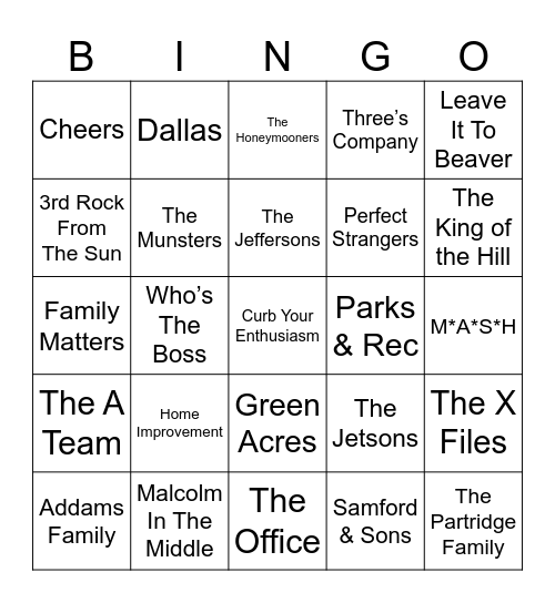 Radio Bingo TV Themes Bingo Card