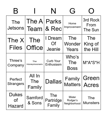 Radio Bingo TV Themes Bingo Card