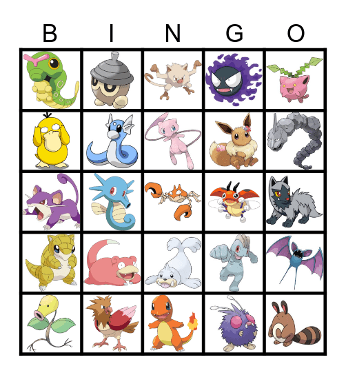 Pokemon Bingo Card