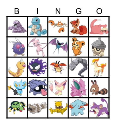 Pokemon Bingo Card