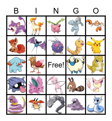 Pokemon Bingo Card