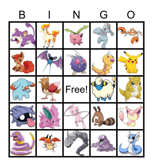 Pokemon Bingo Card