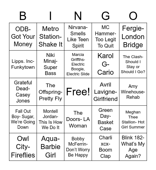 Radio Bingo "X" or "T" Bingo Card