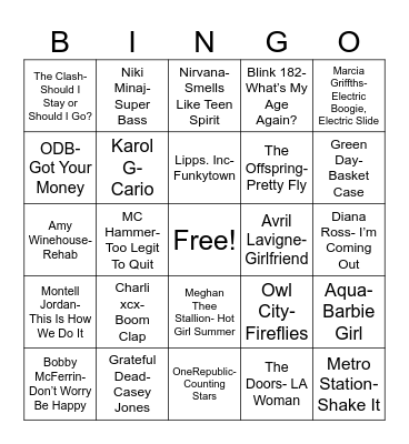 Radio Bingo "X" or "T" Bingo Card