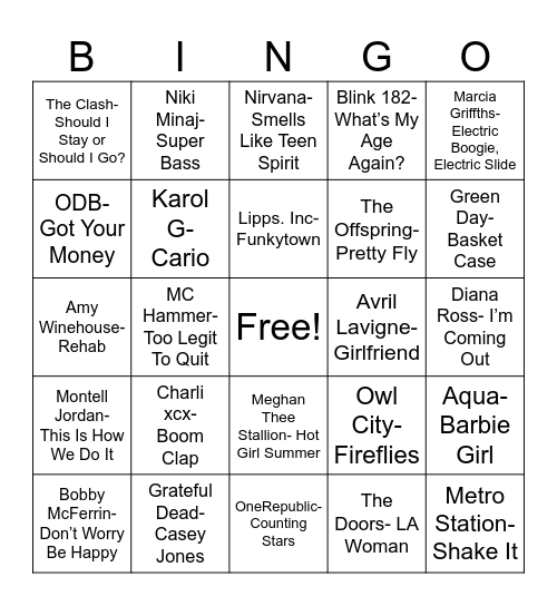 Radio Bingo "X" or "T" Bingo Card