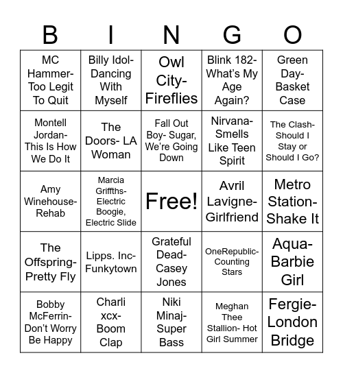 Radio Bingo "X" or "T" Bingo Card
