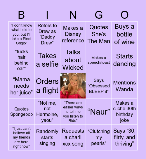 CAROLINE’S BDAY BINGO! Bingo Card