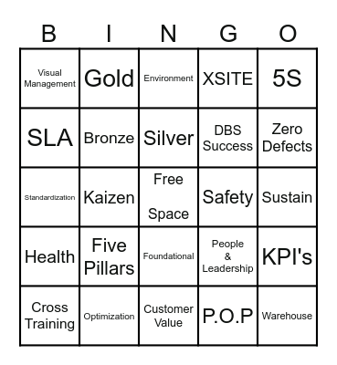 XSITE Bingo Card