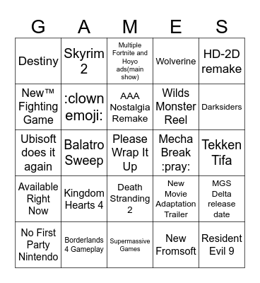 Untitled Bingo Card