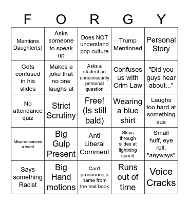 FORGYYYYY Bingo Card