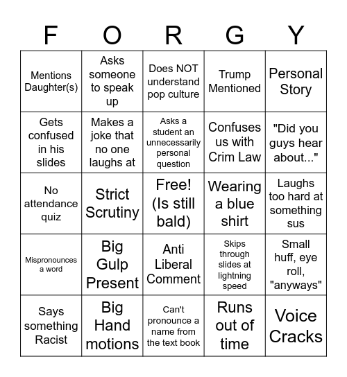 FORGYYYYY Bingo Card