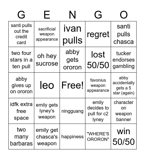 Ver. 5.2 Gengo Bingo Card