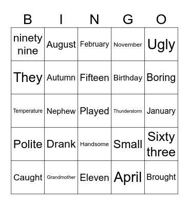 Review Bingo Card