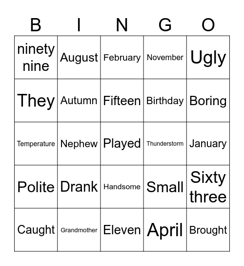 Review Bingo Card