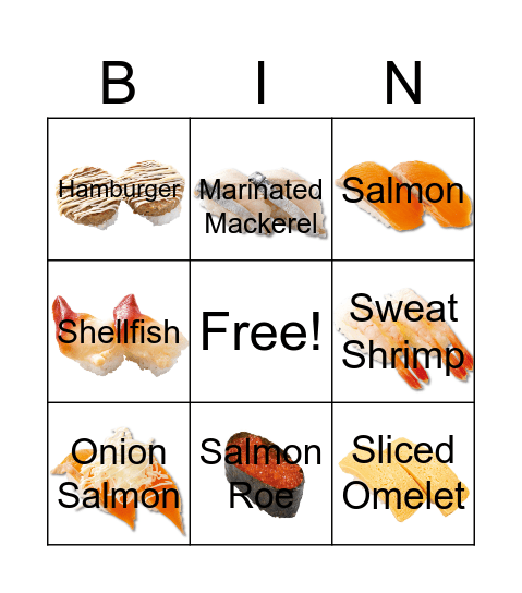 Sushi Bingo Card