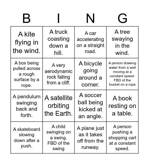 FBD Bingo Card