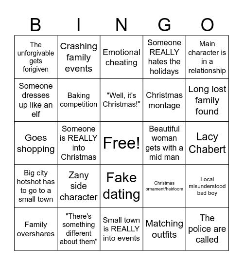 Hallmark bingo Card