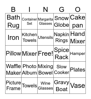 M & M Wedding Bingo Card