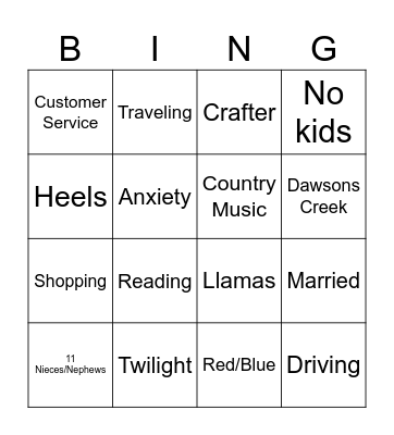 All about me Bingo Card