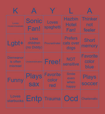Kayla Bingo! Bingo Card