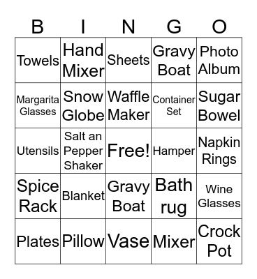 M & M Wedding Bingo Card