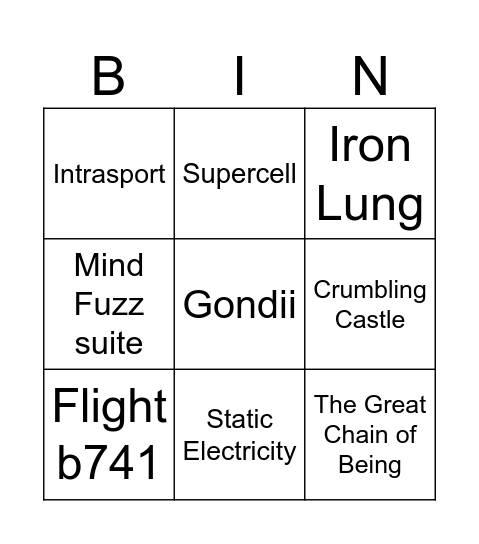 ATL Bingo Card