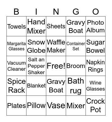 M & M Wedding Bingo Card