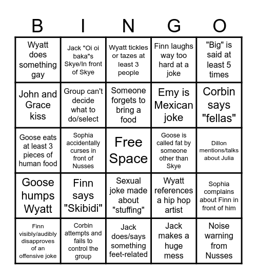 Friendsgiving Bingo Card