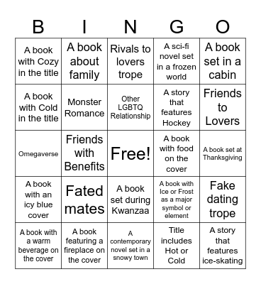 Uhmegaverse Winter Romance Bingo Card