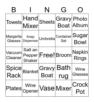 M & M Wedding Bingo Card