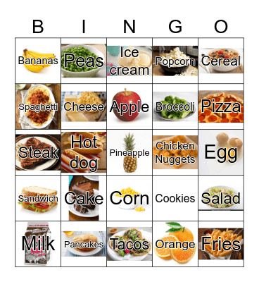 Food Bingo Card