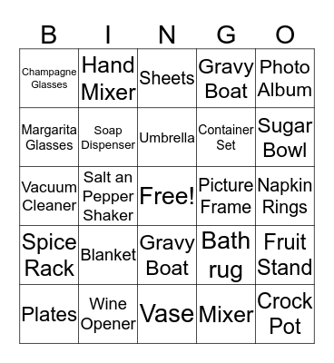 M & M Wedding Bingo Card