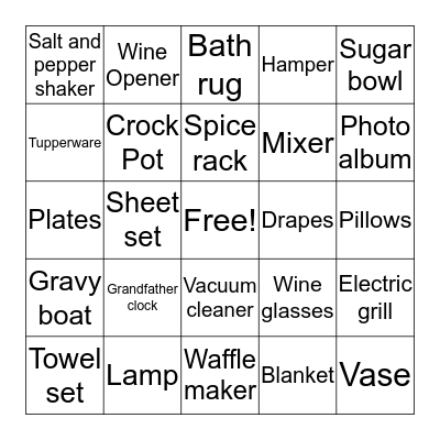 M & M Wedding Bingo Card