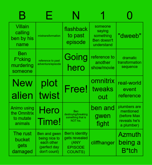 Ben 10 (classic) Bingo Card