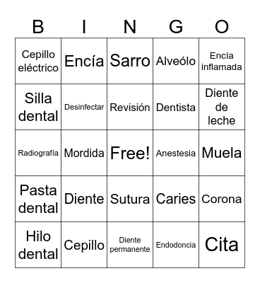Spanish Bingo Card
