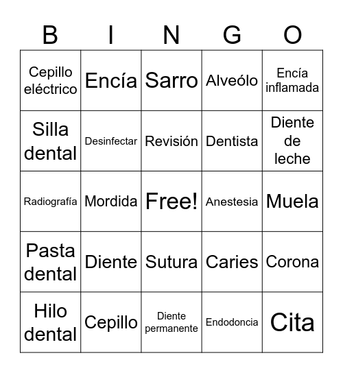 Spanish Bingo Card